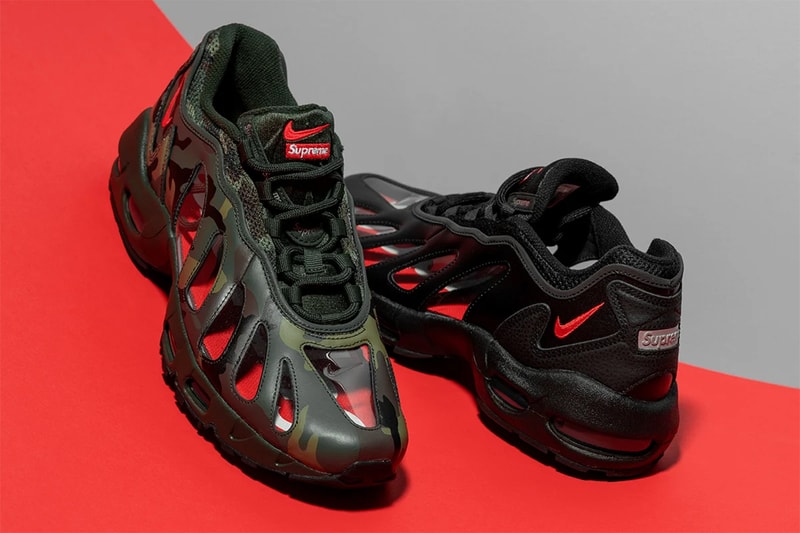 supreme nike air max 96 camo dark army speed red clear cv7652 300 release info store list buying guide photos price 