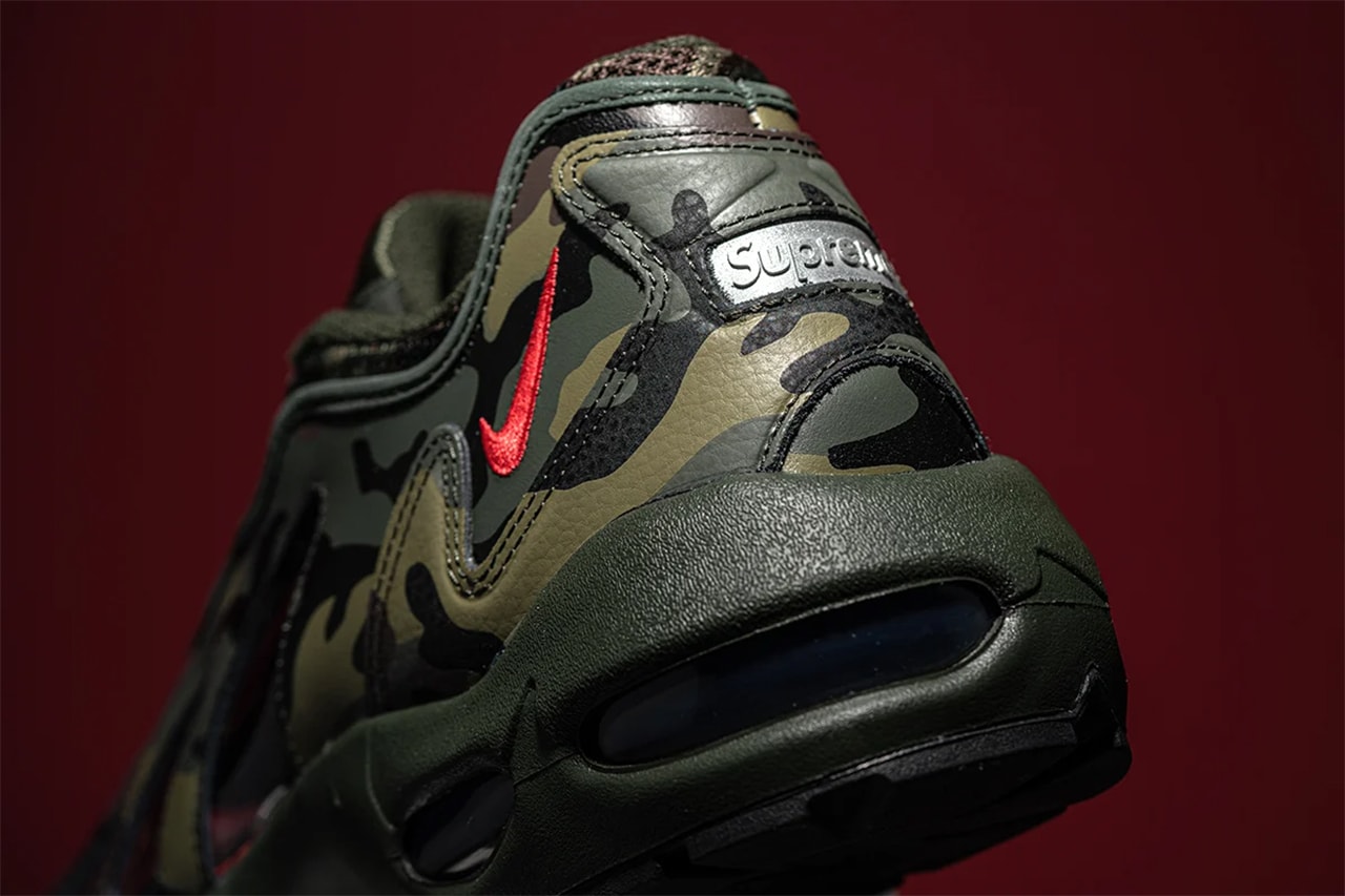supreme nike air max 96 camo dark army speed red clear cv7652 300 release info store list buying guide photos price 