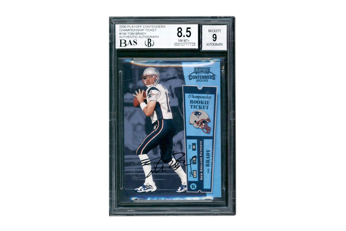 Rare Tom Brady Autographed 2000 Playoff Contenders Championship Rookie Ticket Auctions for Over $2.2 Million USD Lelands Auctions New England Patriots Superbowl Tampa Bay Buccaneers