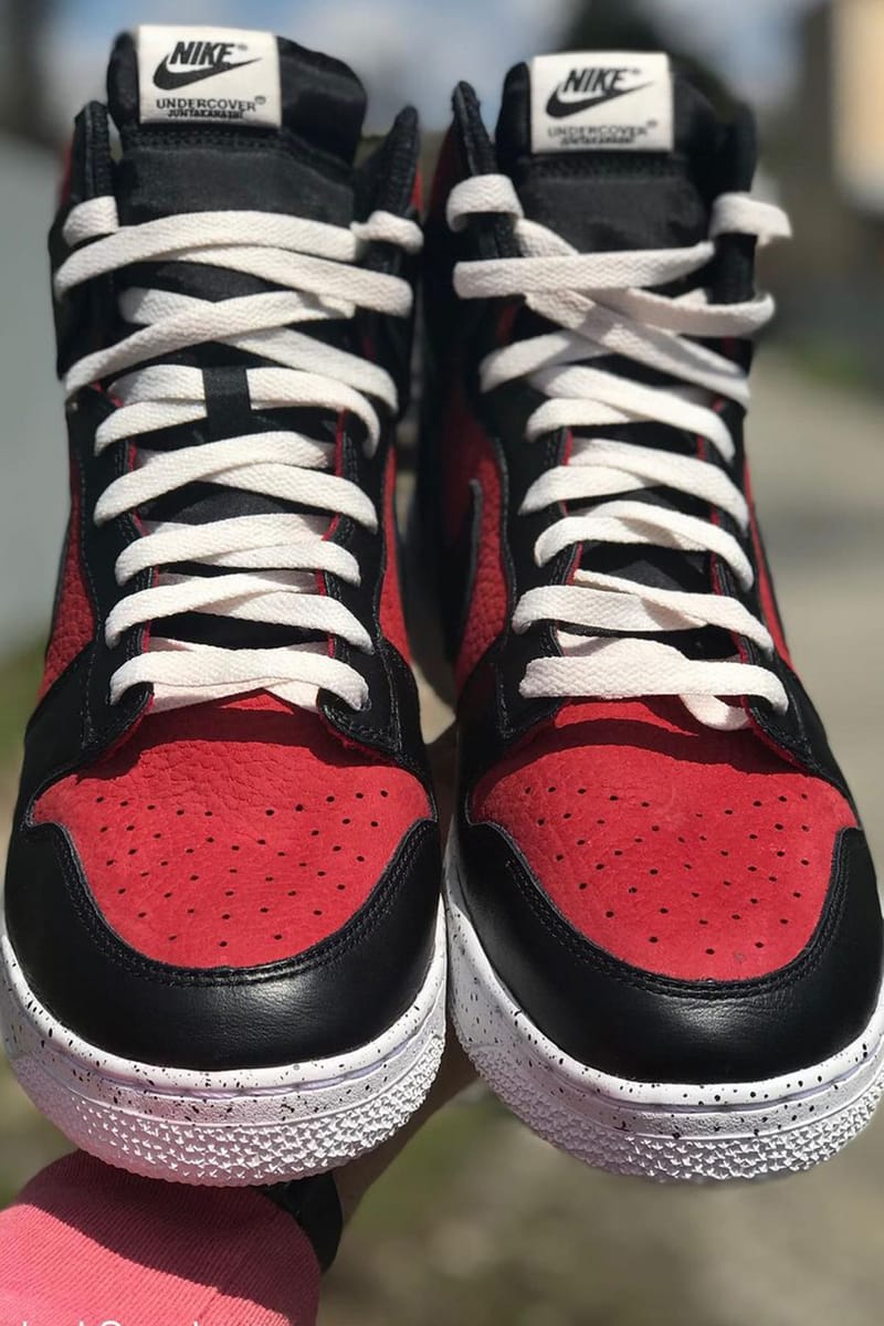 black red white nike dunks high