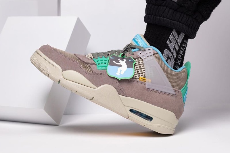 union la chris gibbs air michael jordan brand 4 30th anniversary collaboration gray blue green tan official release date info photos price store list buying guide