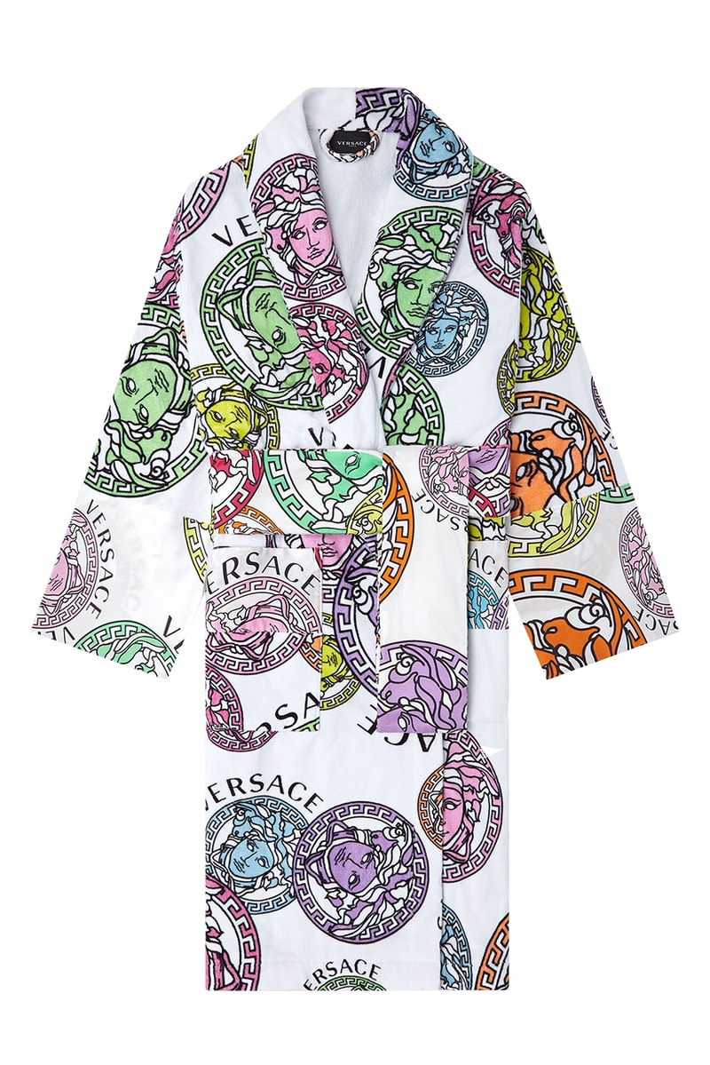 Versace "Amplified Medusa" Graphic Logo Collection branding price sneakers shoes sandals belt tee shirt jacket bathrobe summer spring 2021 black white print pattern track shorts menswear
