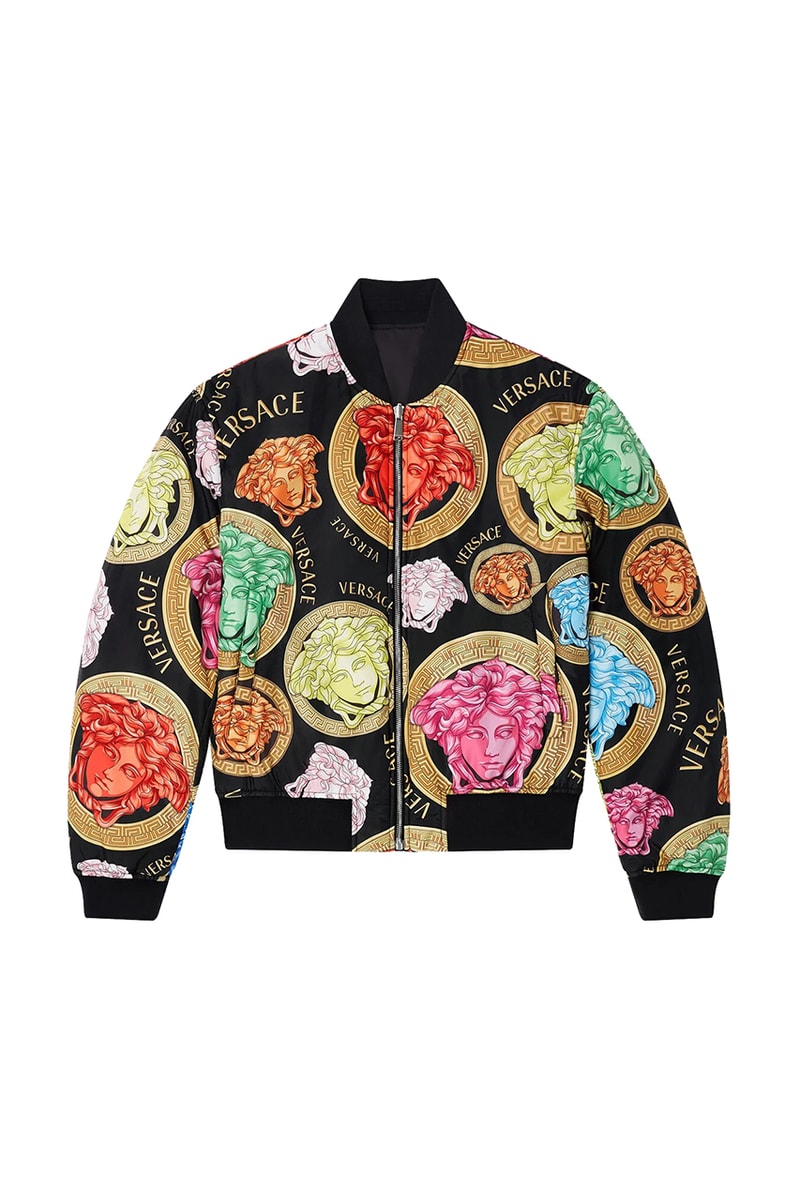 Versace "Amplified Medusa" Graphic Logo Collection branding price sneakers shoes sandals belt tee shirt jacket bathrobe summer spring 2021 black white print pattern track shorts menswear