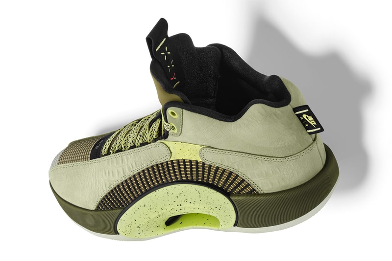 zion williamson air jordan 35 animal instinct info photos jordan brand player exclusive green black crocodile new orleans pelicans 