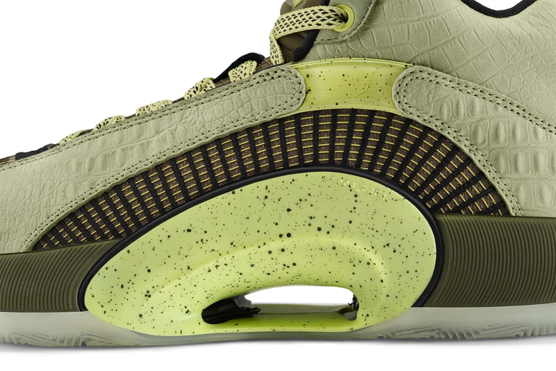 zion williamson air jordan 35 animal instinct info photos jordan brand player exclusive green black crocodile new orleans pelicans 