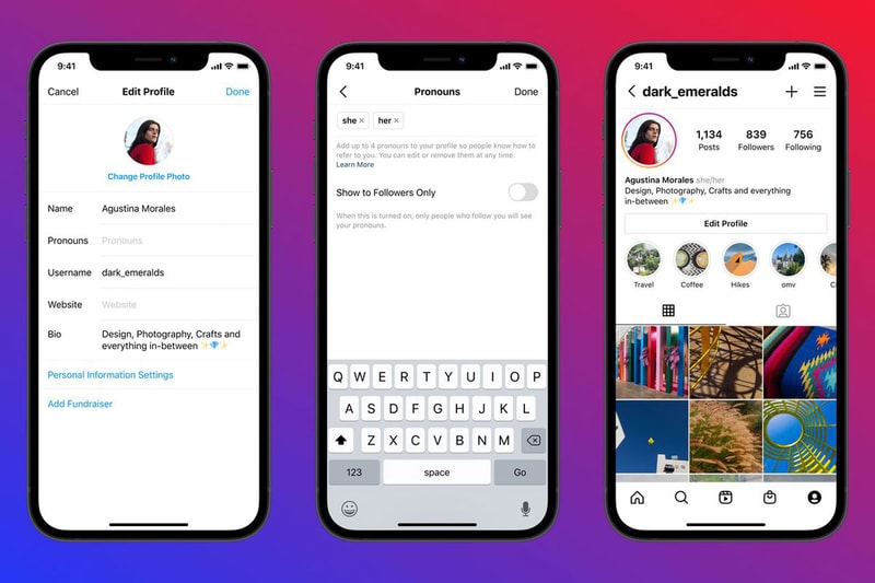 Instagram pronouns user profile new feature update info 