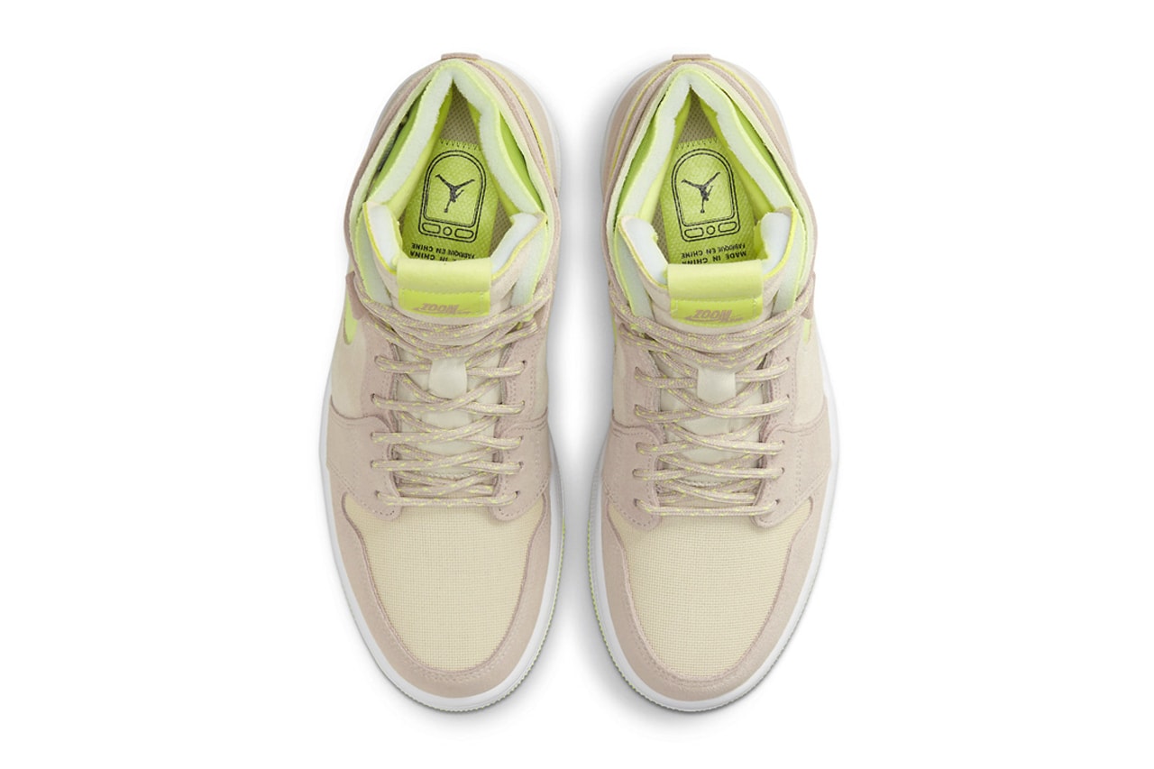 air jordan 1 zoom comfort pearl white lemon twist ct0979 200 menswear streetwear kicks shoes trainers runners spring summer 2021 ss21 collection info
