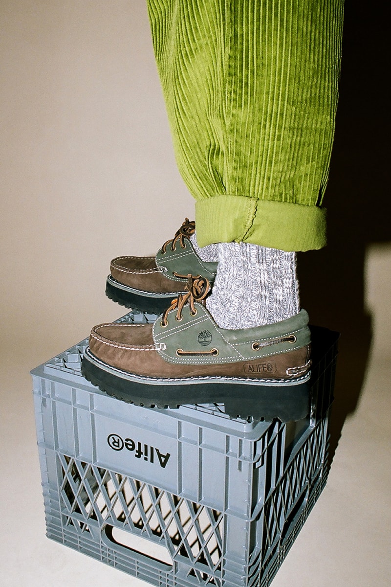alife timberland 3 eye lug boat shoe burgundy red brown green olive beef and broc official release date info photos price store list buying guide