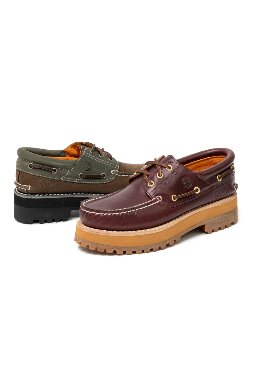 alife timberland 3 eye lug boat shoe burgundy red brown green olive beef and broc official release date info photos price store list buying guide