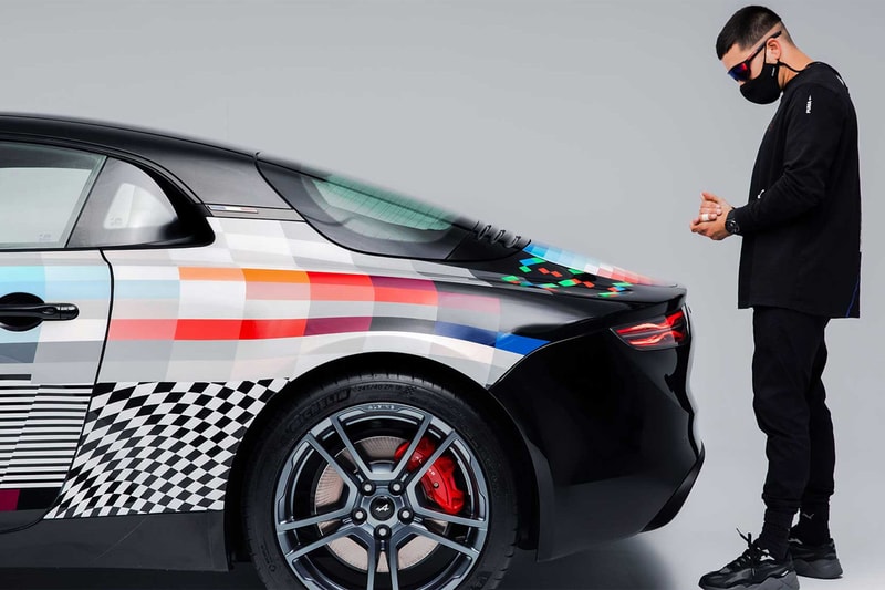 alpine a110s supercar felipe pantone art pixel gradient colors hand painted painting sale 