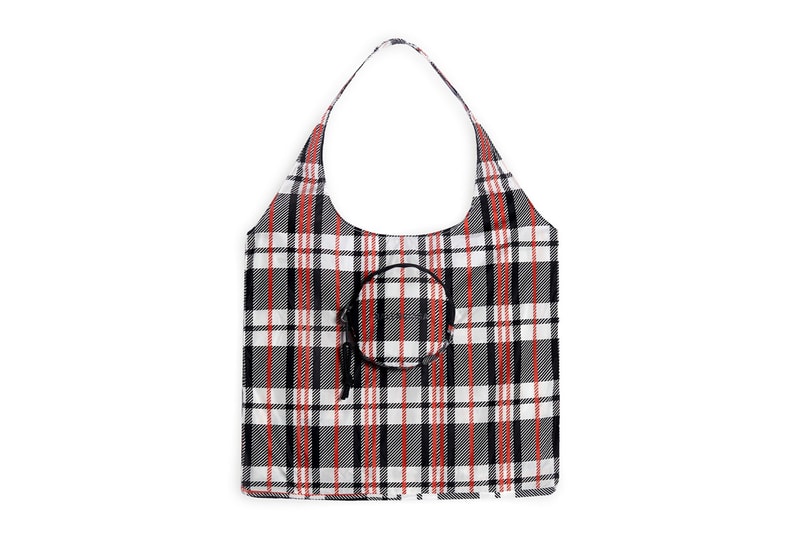 balenciaga expandable grocery bag recycled nylon plaid black white red official release date info photos price store list buying guide