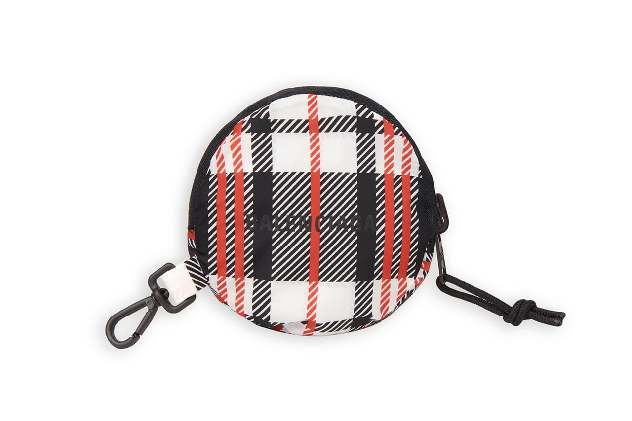 balenciaga expandable grocery bag recycled nylon plaid black white red official release date info photos price store list buying guide