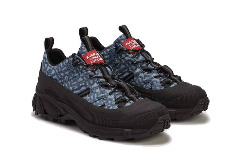 burberry arthur shoe sneaker monogram denim blue jeans black official release date info photos price store list buying guide