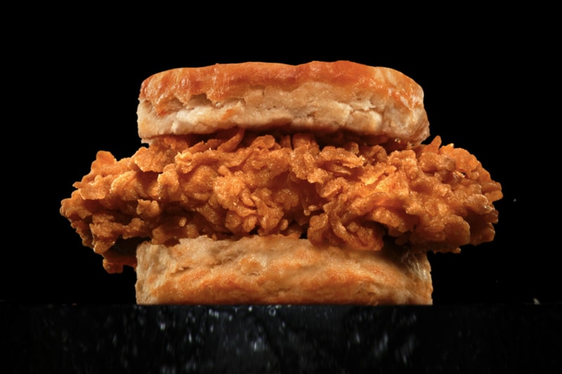 Carls Jr Hardees Hand Breaded Chicken Sandwich biscuit belgian waffle mayonnaise pickle maple buttermilk crispy all white tender info