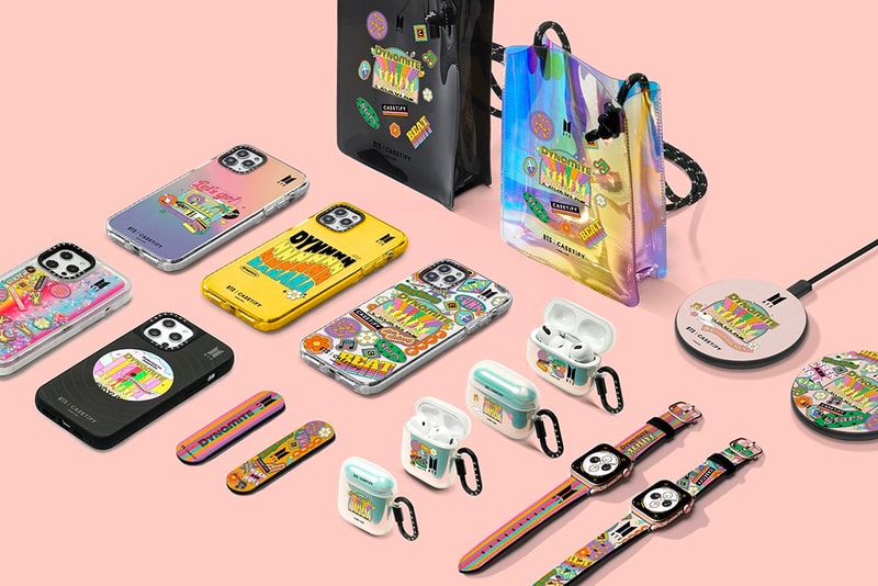 BTS x CASETiFY "Dynamite" Accessories Collection Kpop music Korean boy band iPhone Airpods Pro music phone cases wireless chargers smartphones