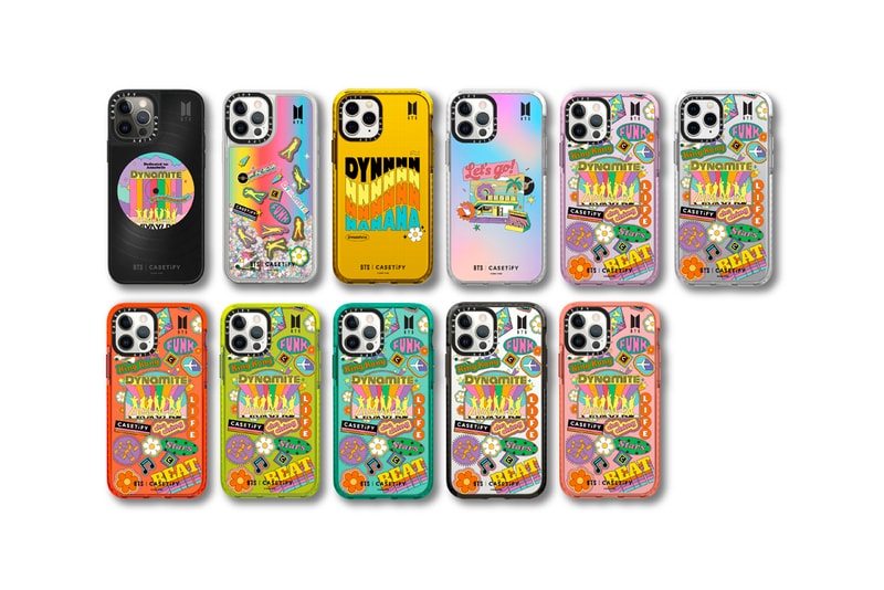 BTS x CASETiFY "Dynamite" Accessories Collection Kpop music Korean boy band iPhone Airpods Pro music phone cases wireless chargers smartphones