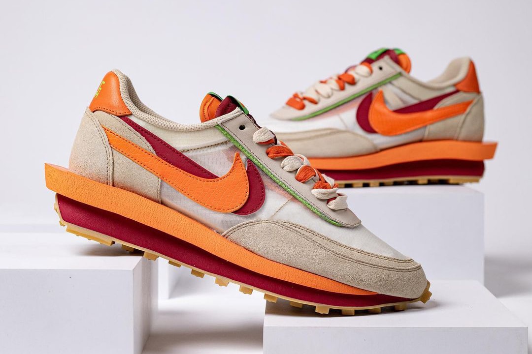 clot sacai nike ldwaffle kiss of death tan orange red burgundy green DH1347 100 official release date info photos price store list buying guide