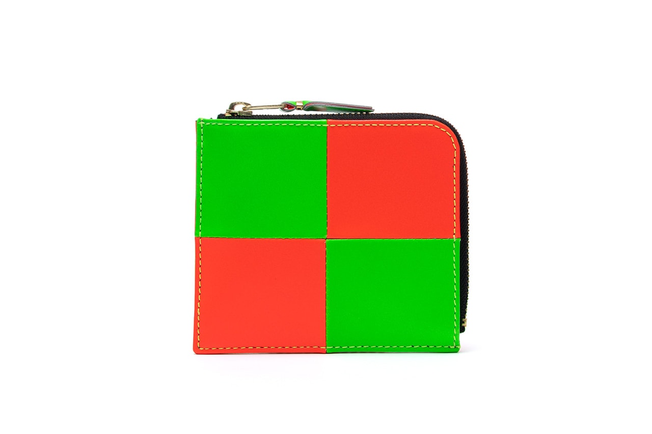 comme des garcons wallet fluorescent squares menswear streetwear accessories cardholder pouch zipper travel wallet info