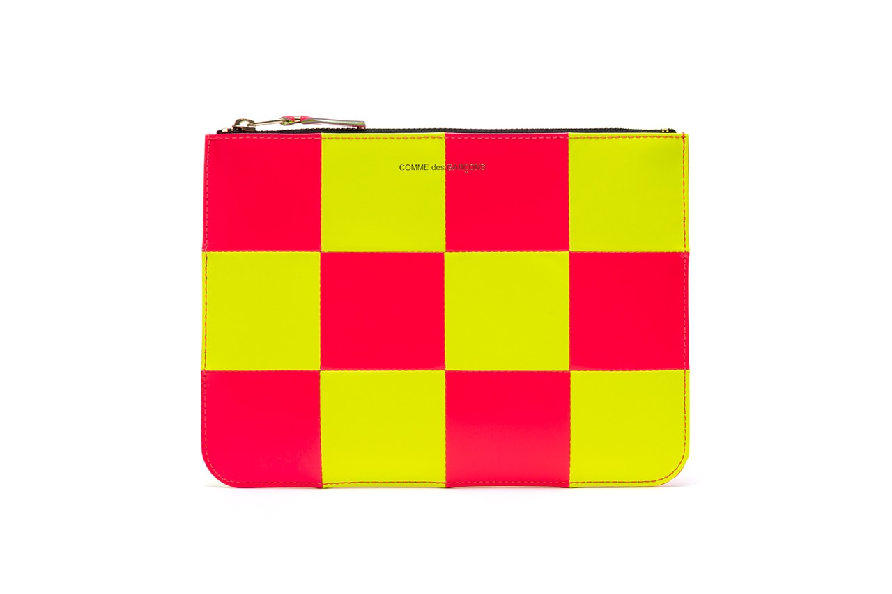 comme des garcons wallet fluorescent squares menswear streetwear accessories cardholder pouch zipper travel wallet info