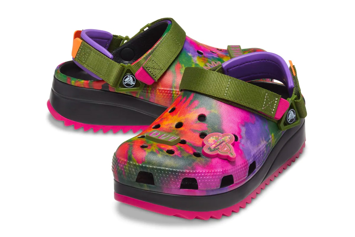 Crocs Classic Hiker Peace Out white black tie dye 10 mm midsole sawtooth outsole shoes footwear clogs trainers runner spring summer 2021 collection footwear info