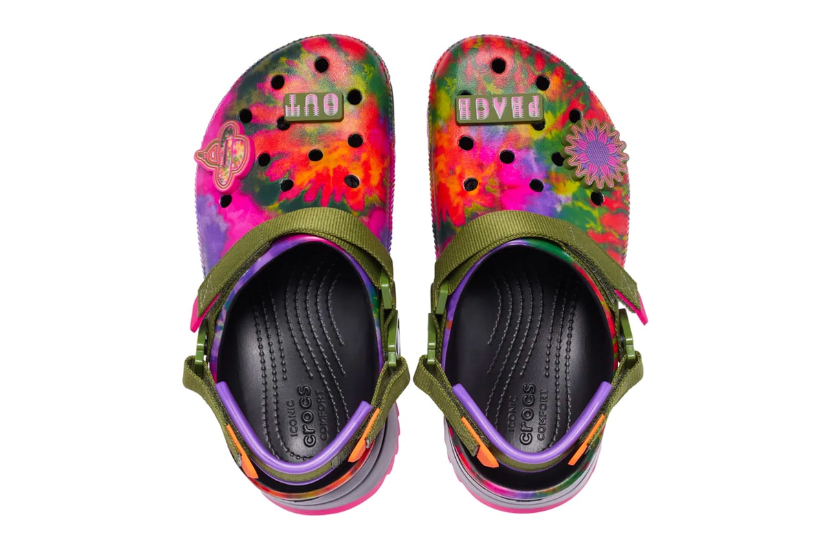 Crocs Classic Hiker Peace Out white black tie dye 10 mm midsole sawtooth outsole shoes footwear clogs trainers runner spring summer 2021 collection footwear info