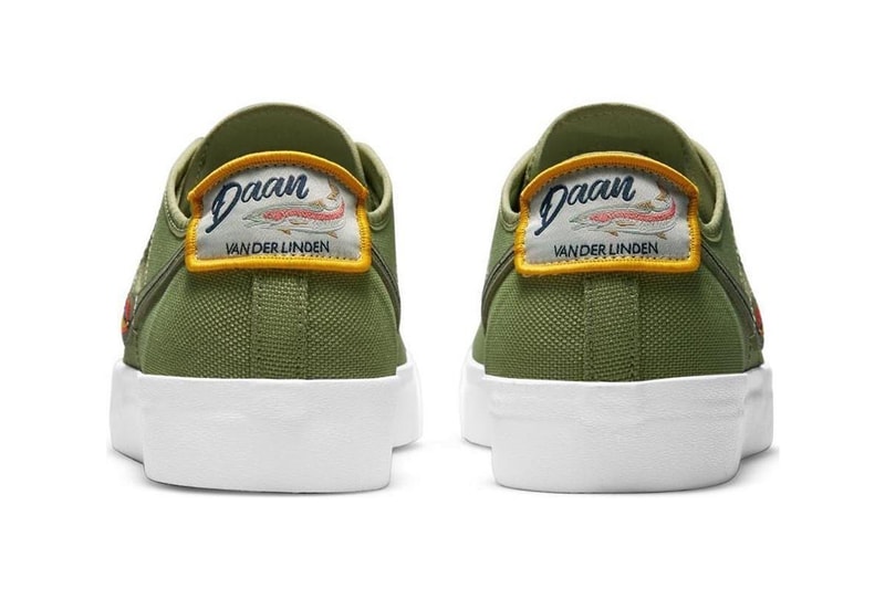daan van der linden nike sb skateboarding blazer low court fishing olive green brown official release date info photos price store list buying guide