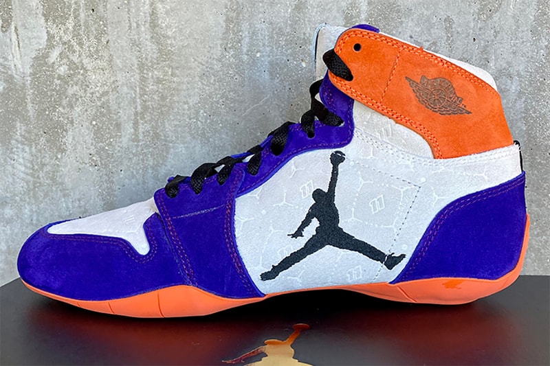 denny hamlin air jordan 1 racer pe info purple orange embossed pattern fireproof suede racing track jordan brand