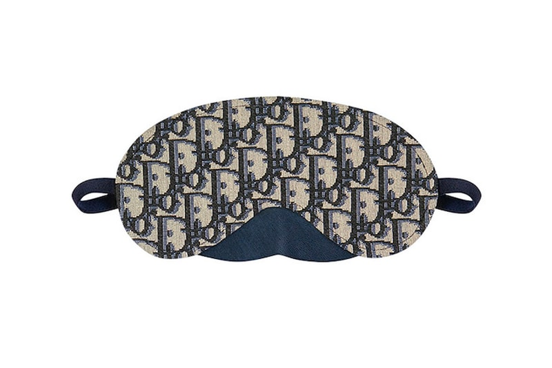 Dior Men First-Ever Homewear Kit Release Info Oblique Jacquard fashion slipper pouch eye mask stole navy blue black beige