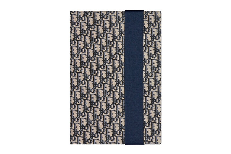 Dior Men First-Ever Homewear Kit Release Info Oblique Jacquard fashion slipper pouch eye mask stole navy blue black beige