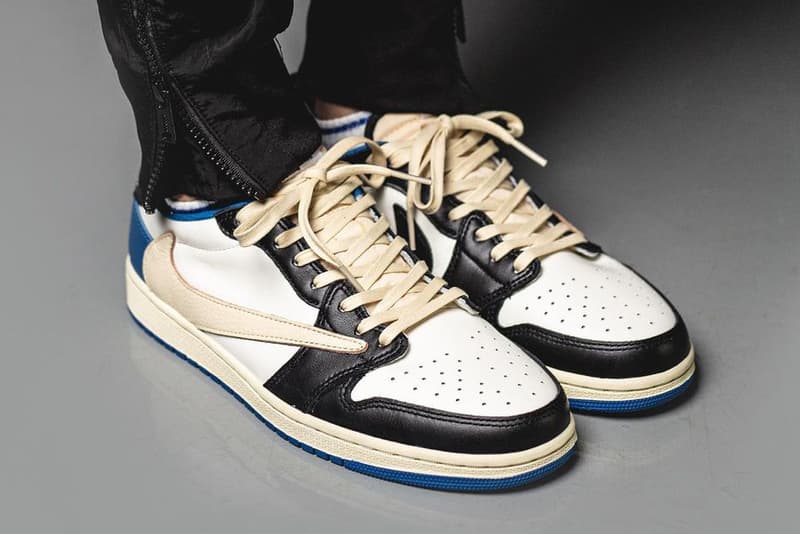 fragment design travis scott air jordan 1 low cactus jack white blue black cream DM7866 140 official release date info photos price store list buying guide