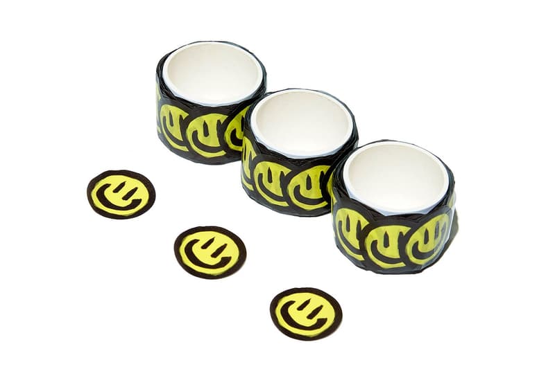 peaceminusone tie dye tee pink blue daisy corset smiley face stickers box tape