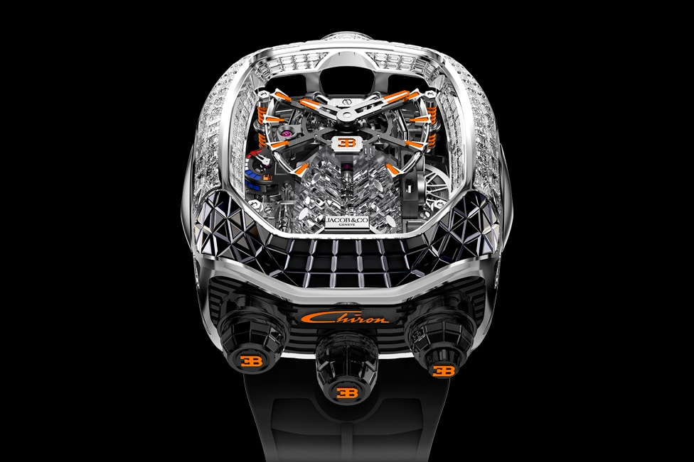 Jacob & Co. Bugatti Chiron Tourbillon Baguette Black and Orange watch info