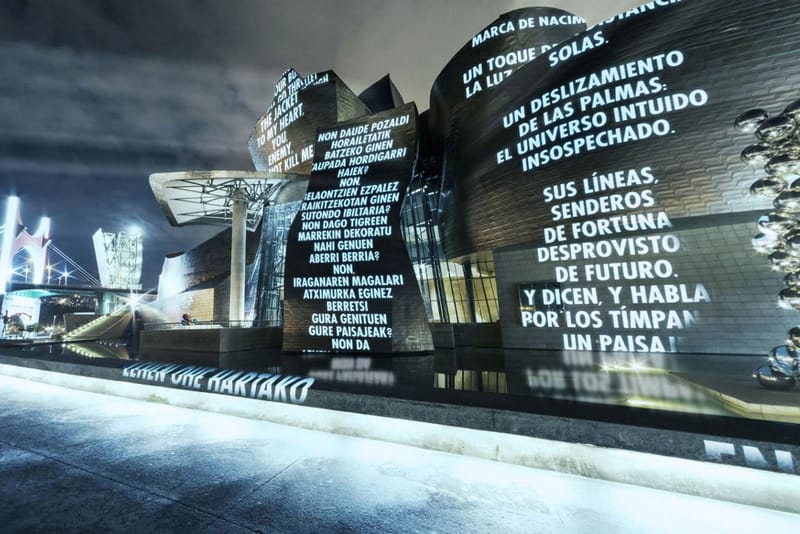 Jenny Holzer Projects Her 'Truisms' Onto Facade of Guggenheim Bilbao