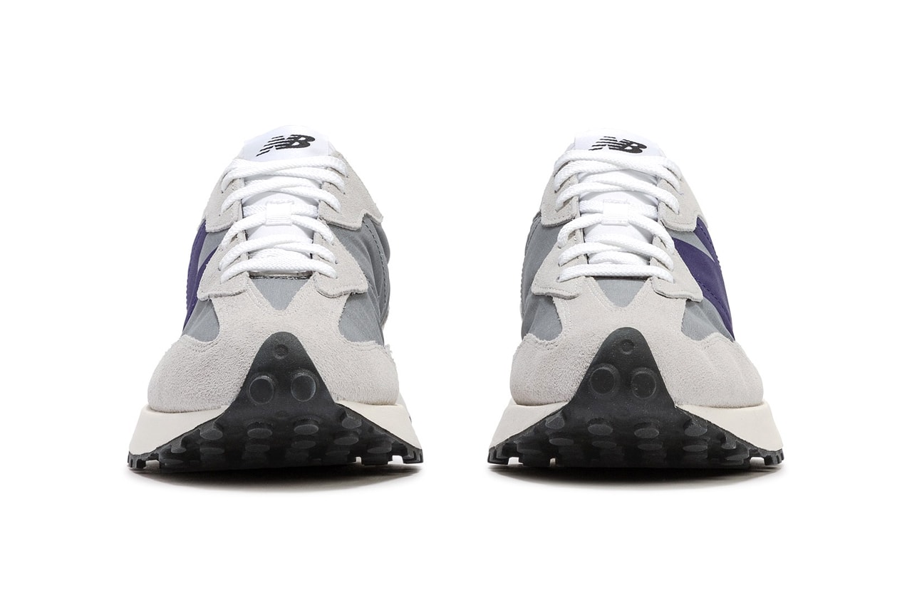 New Balance 327 Grey Purple 290563 Release Information Drop Date Closer First Look Sneaker Shoe Footwear Trainer HBX HYPEBEAST Suede Nylon