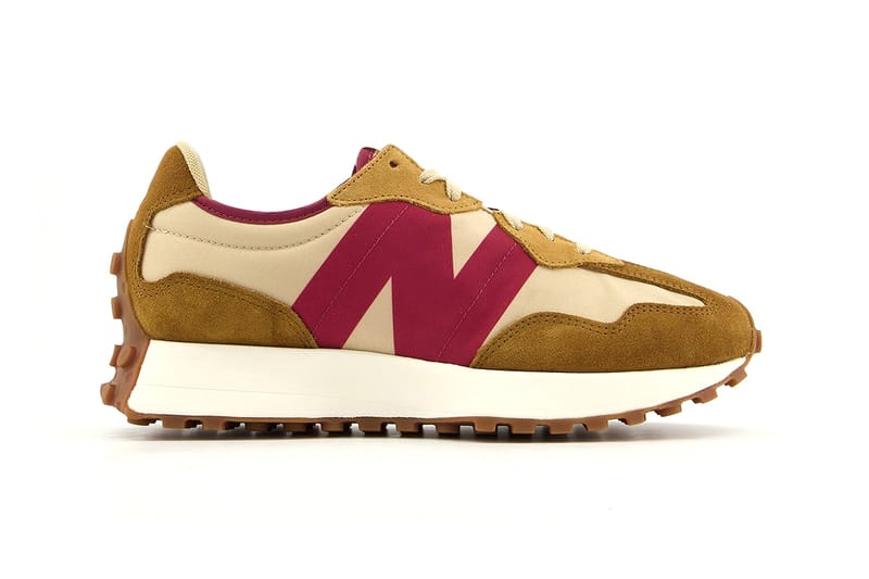 new balance 327 trainers tan burgundy