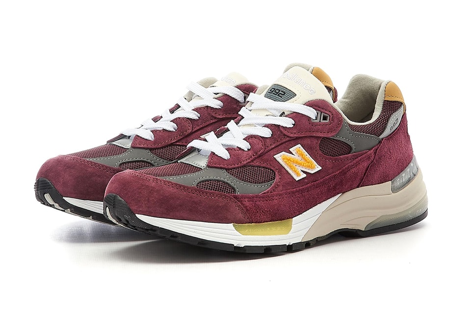 New balance 992 burgundy on feet Outlet