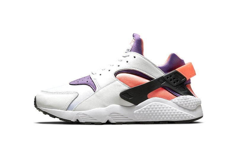 Nike Air Huarache "Bright Mango" White Purple Black DD1068-101 Release Information Drop Date Closer First Look OG Tinker Hatfield 30th Anniversary