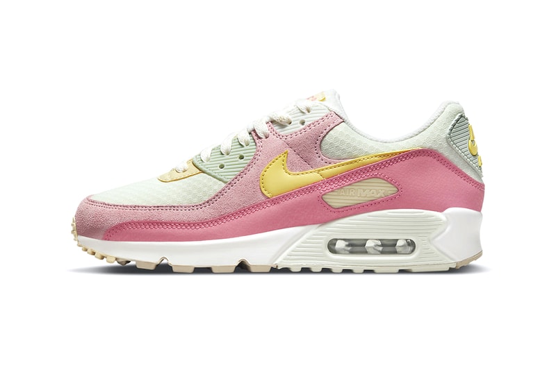 nike womens air max 90 pink yellow dm9465 001 streetwear trainers runners kicks shoes spring summer 2021 ss21 collection info