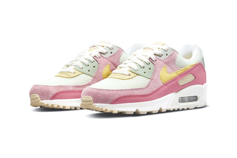 nike womens air max 90 pink yellow dm9465 001 streetwear trainers runners kicks shoes spring summer 2021 ss21 collection info