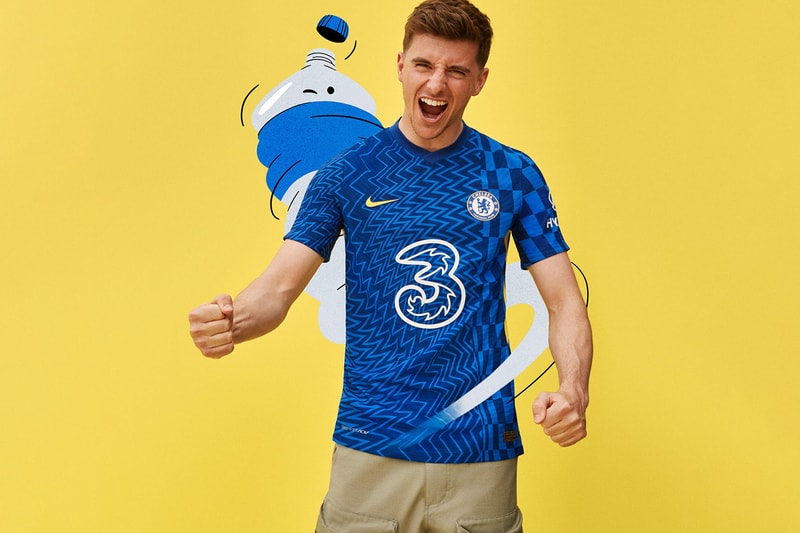 chelsea london fc premier league 2021/22 home jersey kit nike op art blue release information details