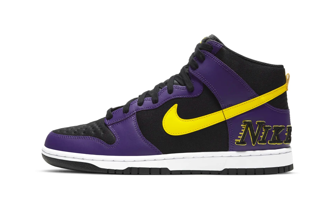 Nike Dunk High Los Angeles Lakers Court Purple Official Look Release Info DH0642-001 Buy Price Date 