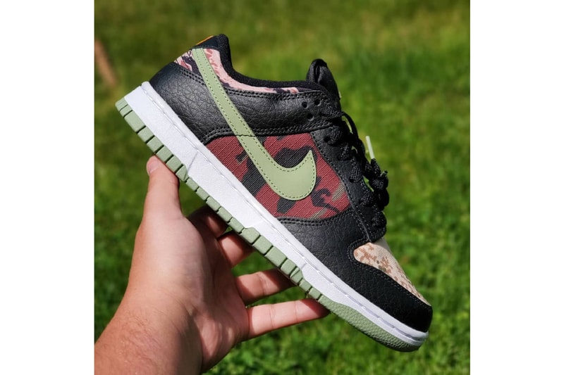 nike sportswear dunk low crazy camo sail vintage green total orange white DH0957 100 official release date info photos price store list buying guide