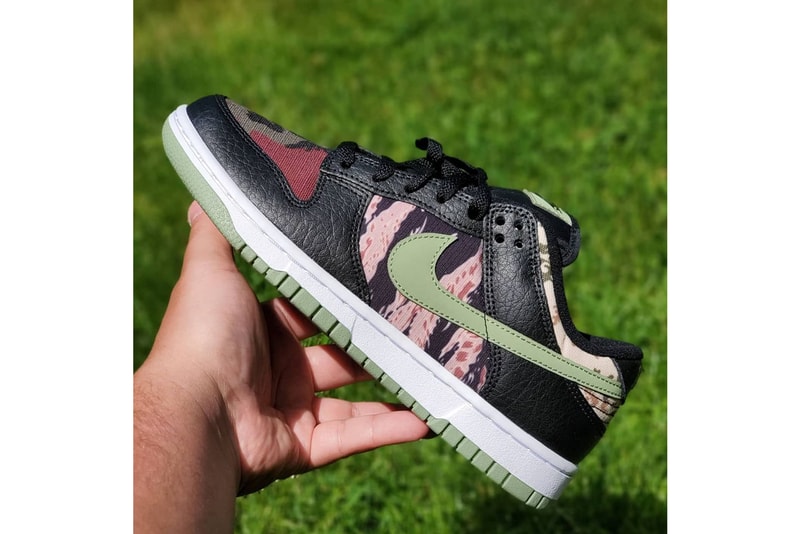 nike sportswear dunk low crazy camo sail vintage green total orange white DH0957 100 official release date info photos price store list buying guide