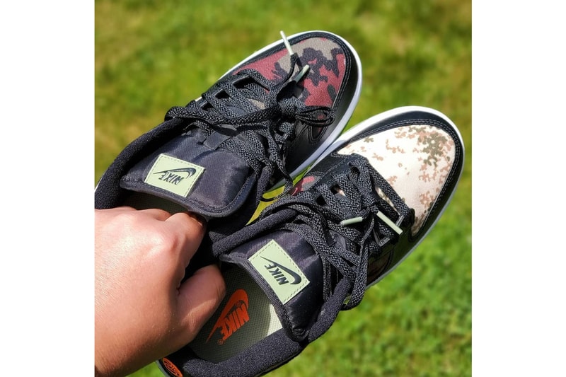 nike sportswear dunk low crazy camo sail vintage green total orange white DH0957 100 official release date info photos price store list buying guide