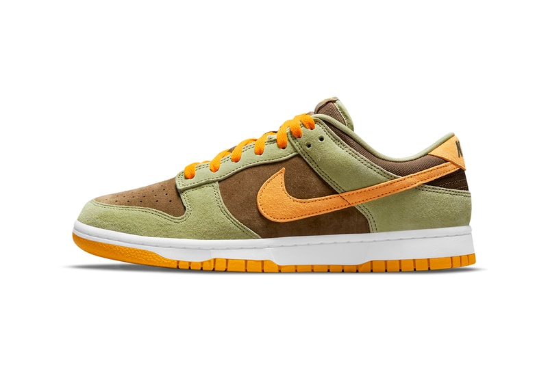 nike sportswear dunk low dusty olive pro gold brown white DH5360 300 official release date info photos price store list buying guide