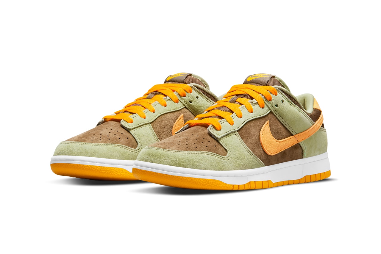 nike sportswear dunk low dusty olive pro gold brown white DH5360 300 official release date info photos price store list buying guide