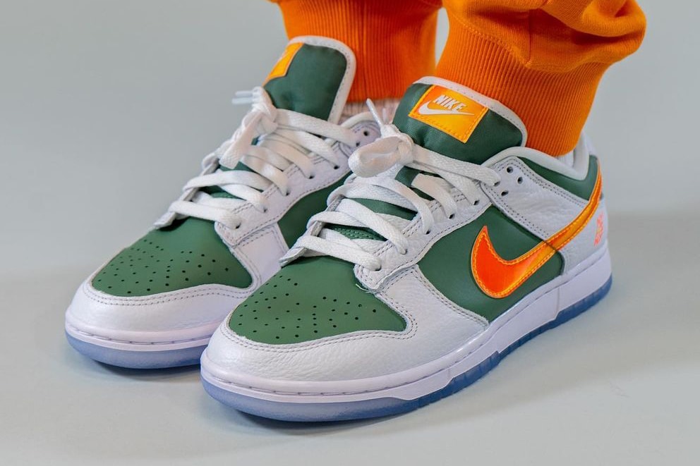 nike sportswear dunk low ny vs ny DN2489 300 white green orange official release date info photos price store list buying guide
