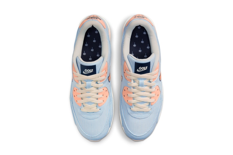 nike golf air max 90 g air zoom infinity tour seersucker hydrogen blue sail obsidian crimson tint CZ2435 424 CZ0195 400 official release date info photos price store list buying guide