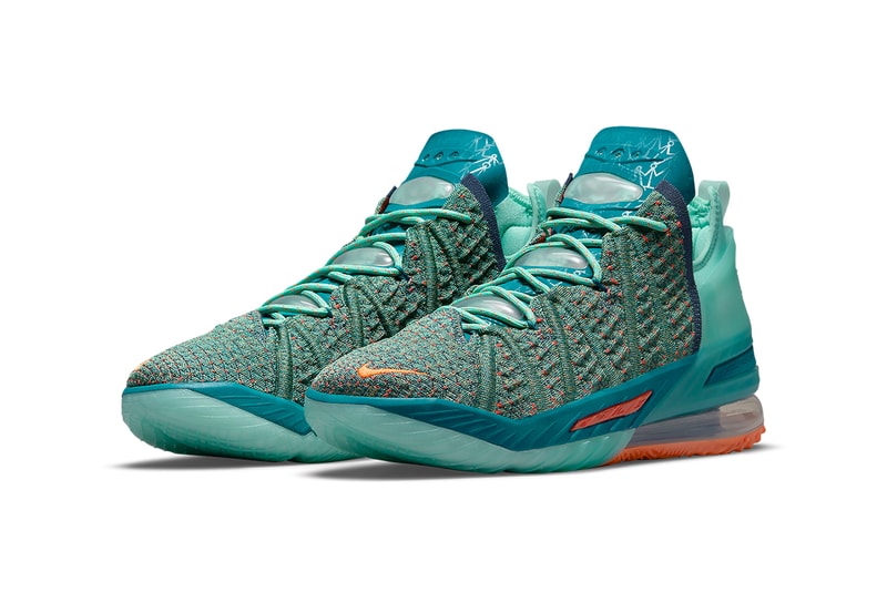 nike lebron 18 we are family lebron james family foundation teal orange CQ9283 300 release date info store list buying guide photos price 