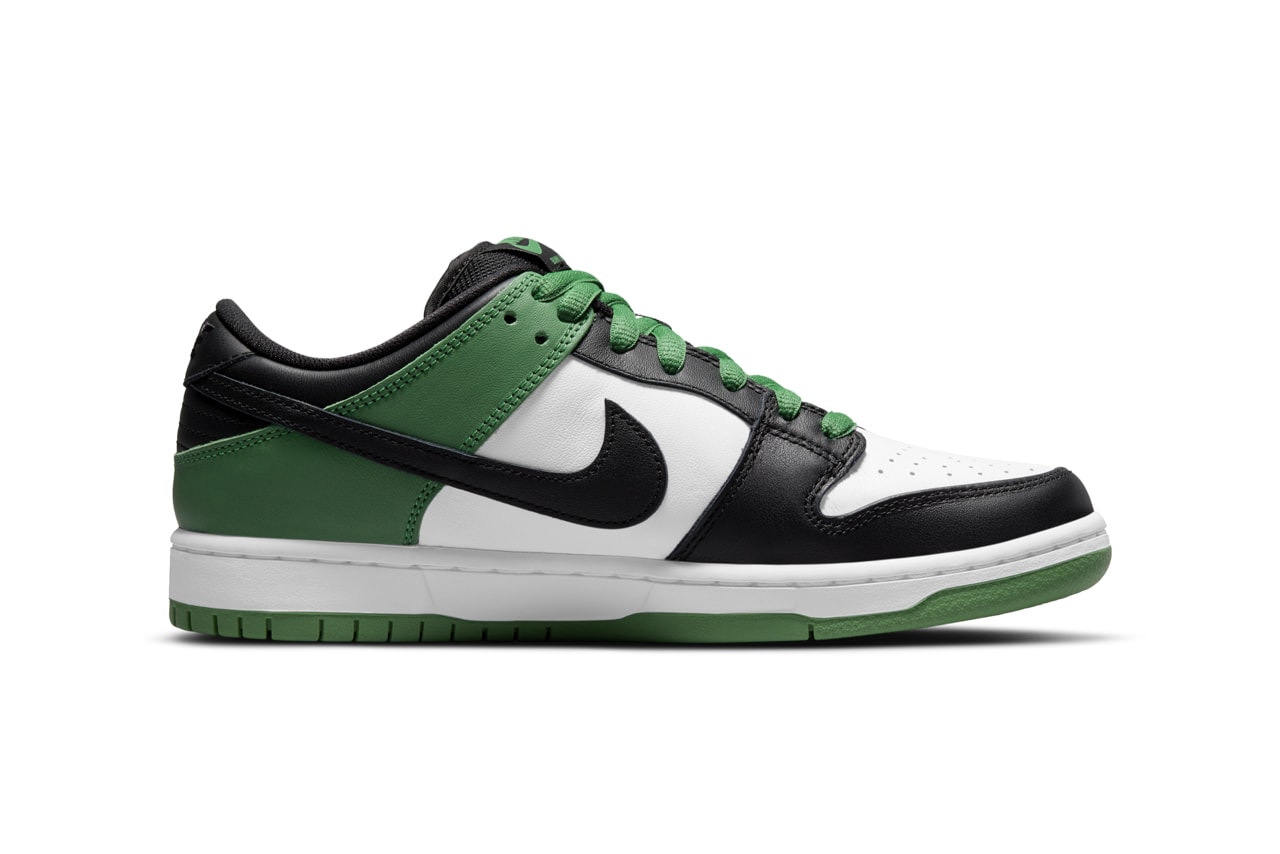 nike sb skateboarding dunk low classic green white black bq6817 302 official release date info photos price store list buying guide